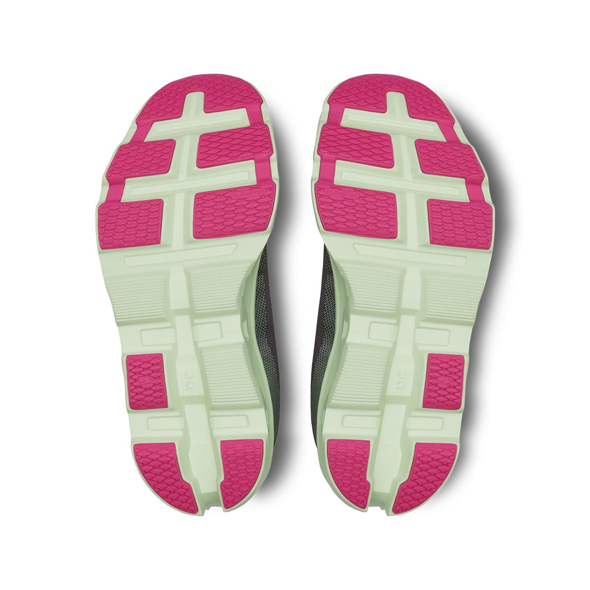 Soles of the On Cloudmonster Asphalt Lima women’s running shoes