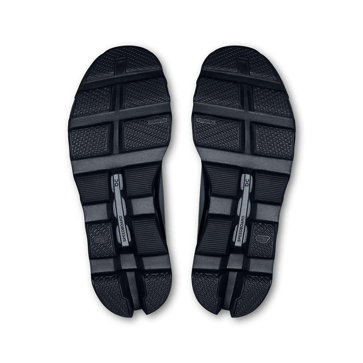 Soles of the On Cloudmonster Glacier-Black men’s running shoes