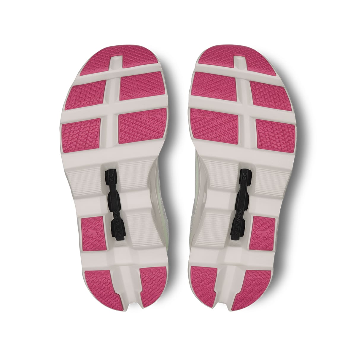 Soles of the On Cloudmonster White Lima women's running shoes #color_white-lima