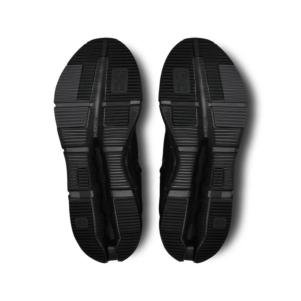 Soles of the On Cloudnova 2 All Black men’s running shoes