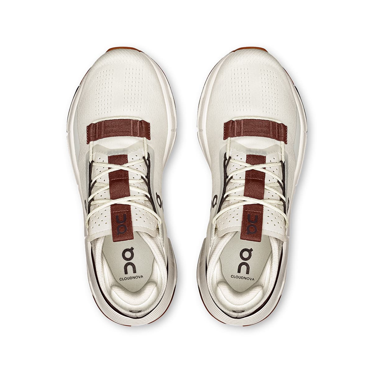 Top view of the On Cloudnova 2 Ice-Mulberry women’s running shoes