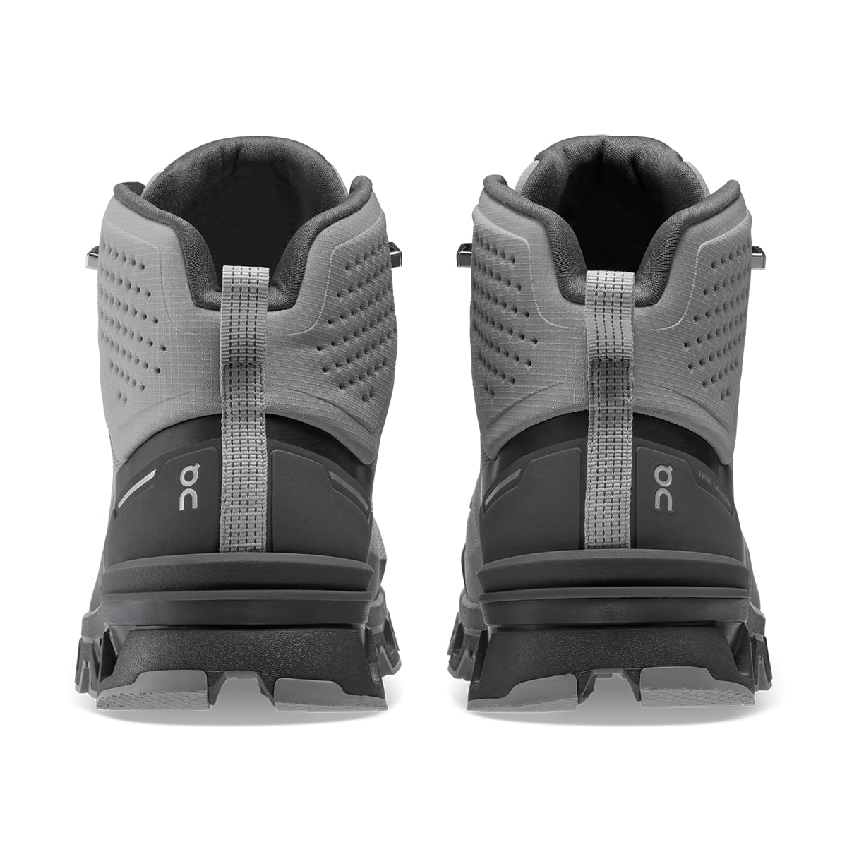 Back view of the On Cloudrock 2 Waterproof Alloy-Eclipse men’s running shoe