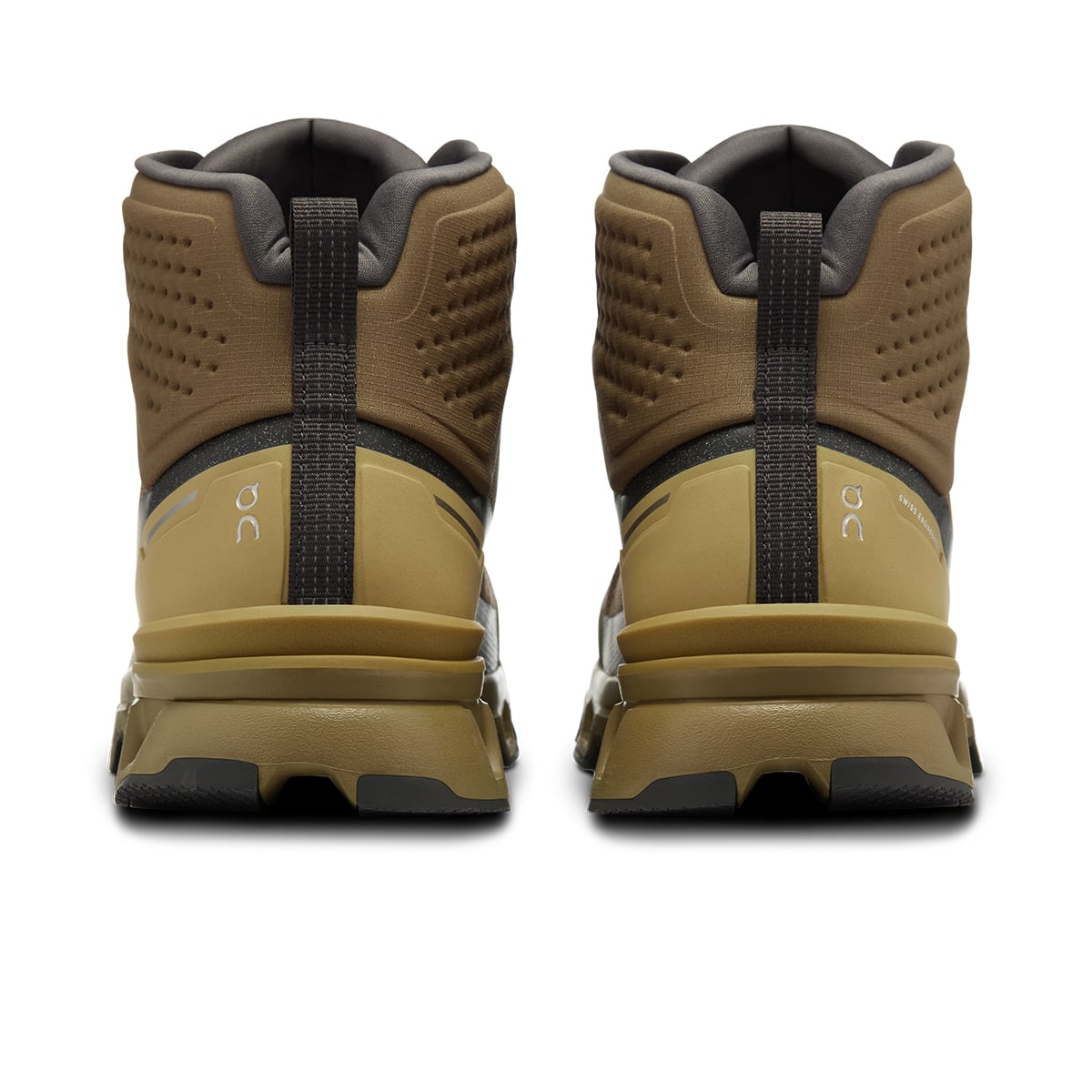 Back view of the On Cloudrock 2 Waterproof Hunter-Safari men’s running shoe