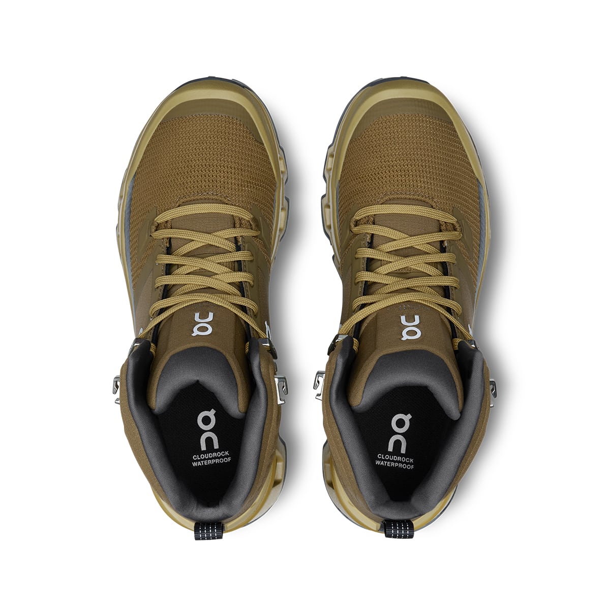 Top view of the On Cloudrock 2 Waterproof Hunter-Safari women’s running shoes