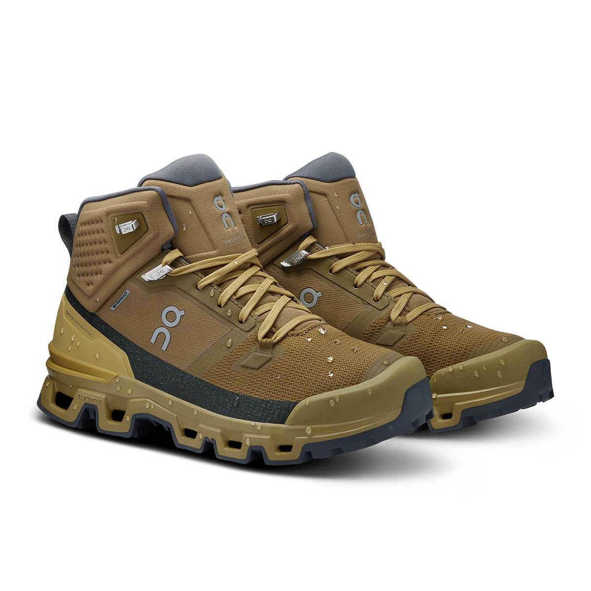 45-degree view of the On Cloudrock 2 Waterproof Hunter-Safari women’s running shoe