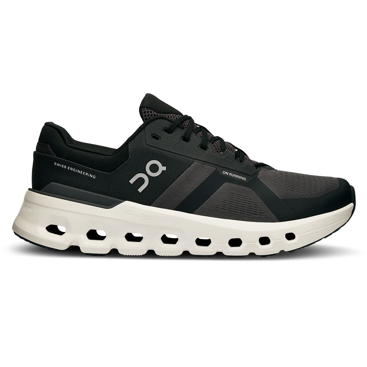 Right side view of the On Cloudrunner 2 Eclipse Black men’s running shoe