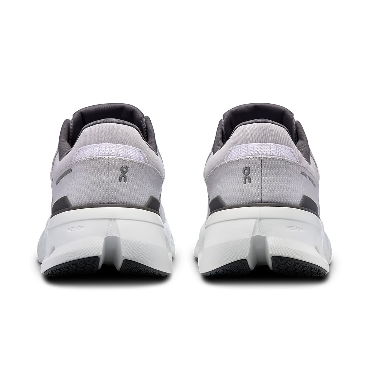 Back view of the On Cloudrunner 2 Frost White men’s running shoe