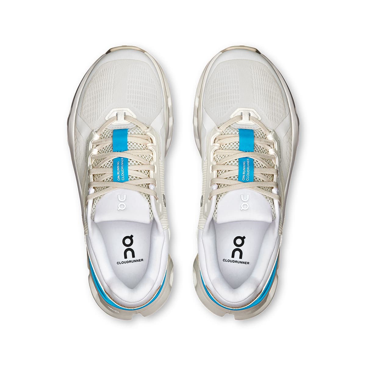 Top view of the On Cloudrunner 2 White-Horizon women’s running shoes #color_white-horizon