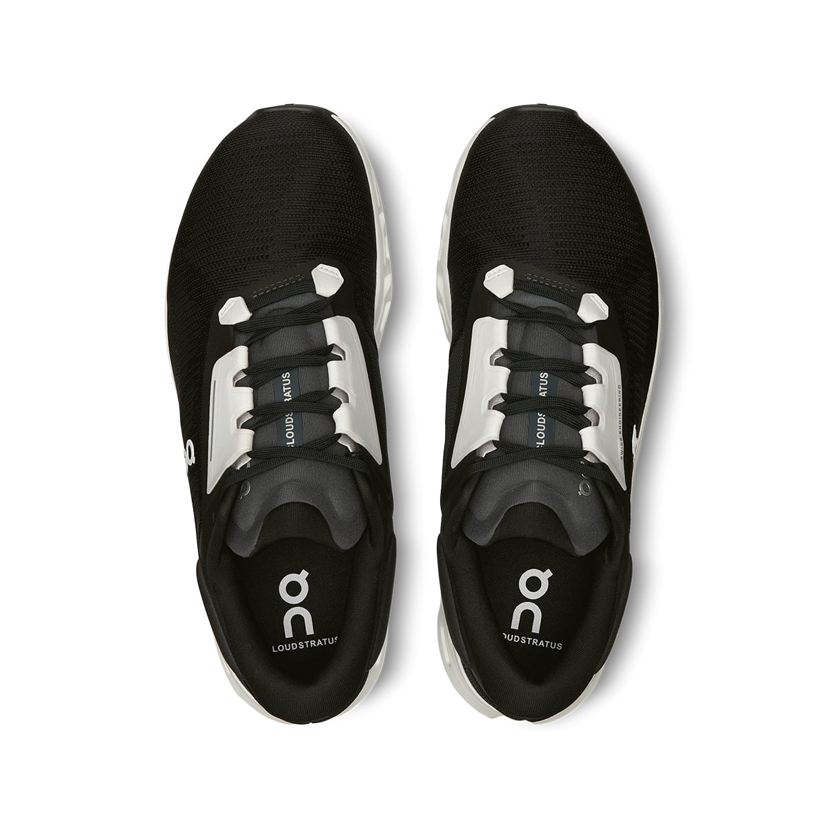 Top view of the On Cloudstratus 3 Black Frost men’s running shoes