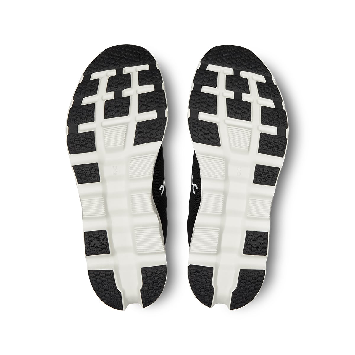 Soles of the On Cloudstratus 3 Black Frost men’s running shoes