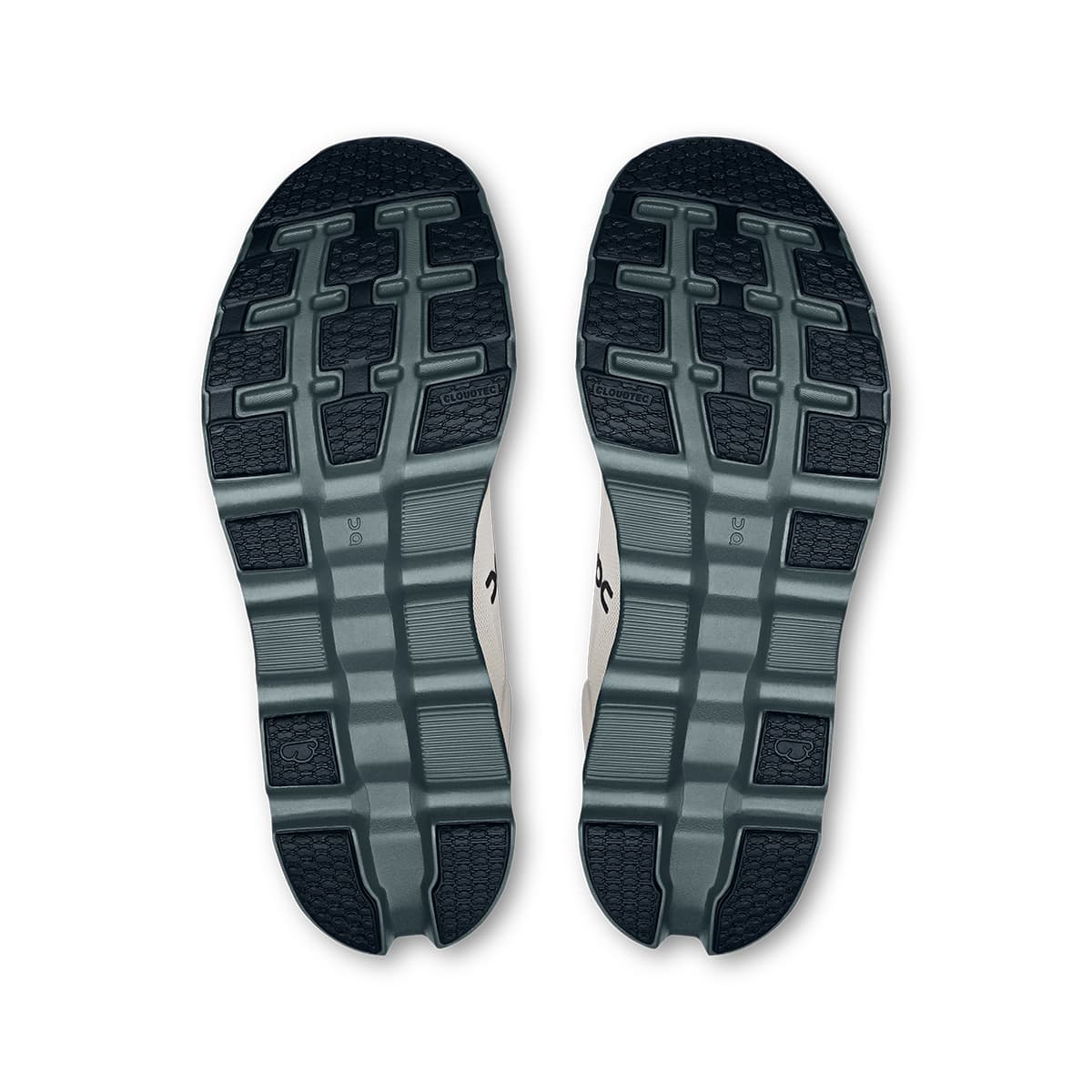 Soles of the On Cloudstratus 3 Cream-Horizon men’s running shoes