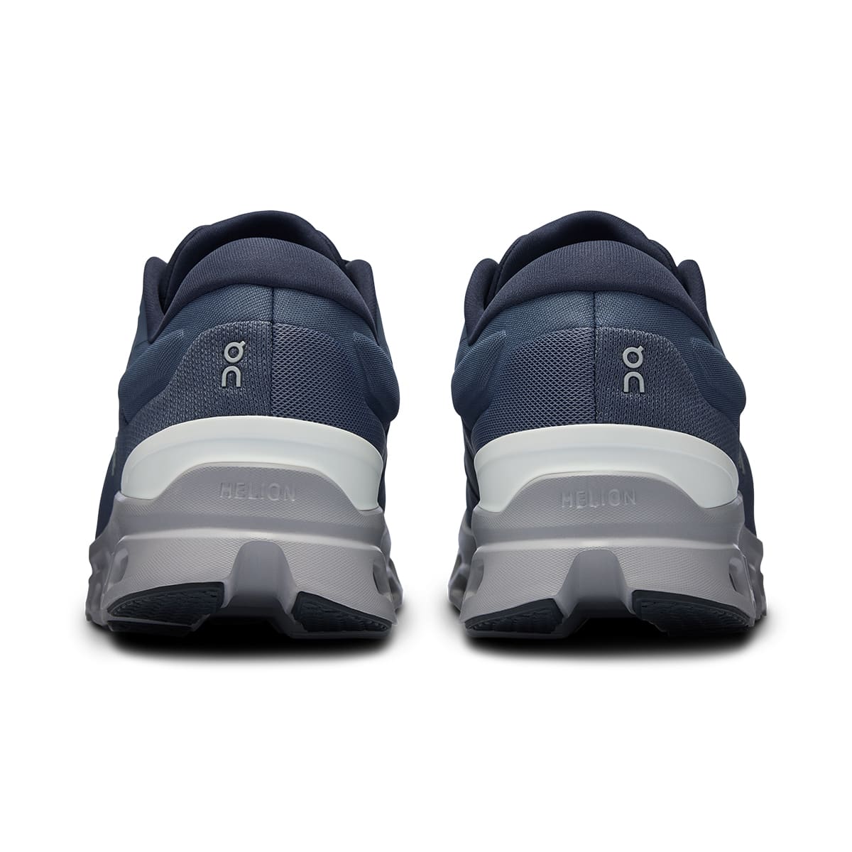 Back view of the On Cloudstratus 3 Metal Glacier men’s running shoe