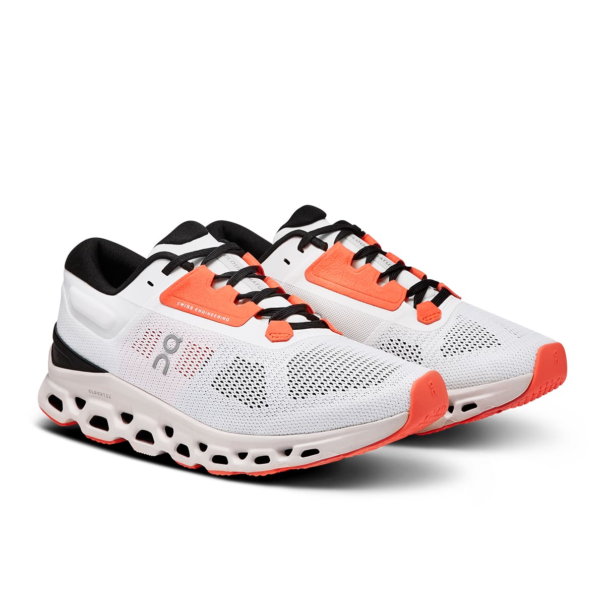 45-degree view of the On Cloudstratus 3 White Sand women’s running shoe