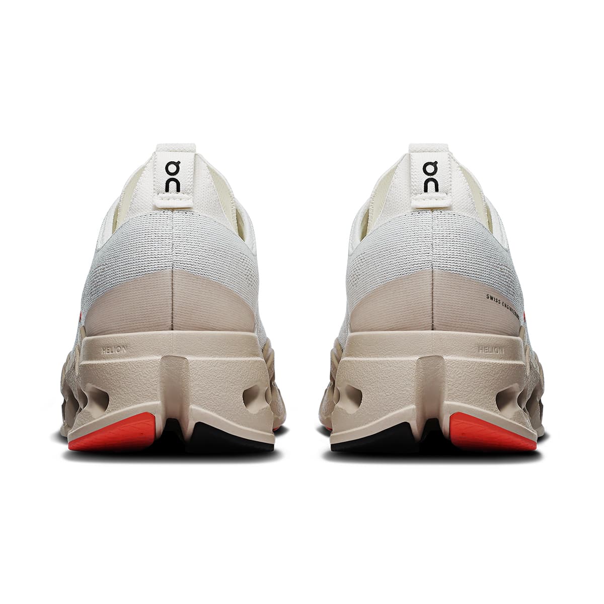 Back view of the On Cloudsurfer Max Ivory-Salmon women’s running shoe