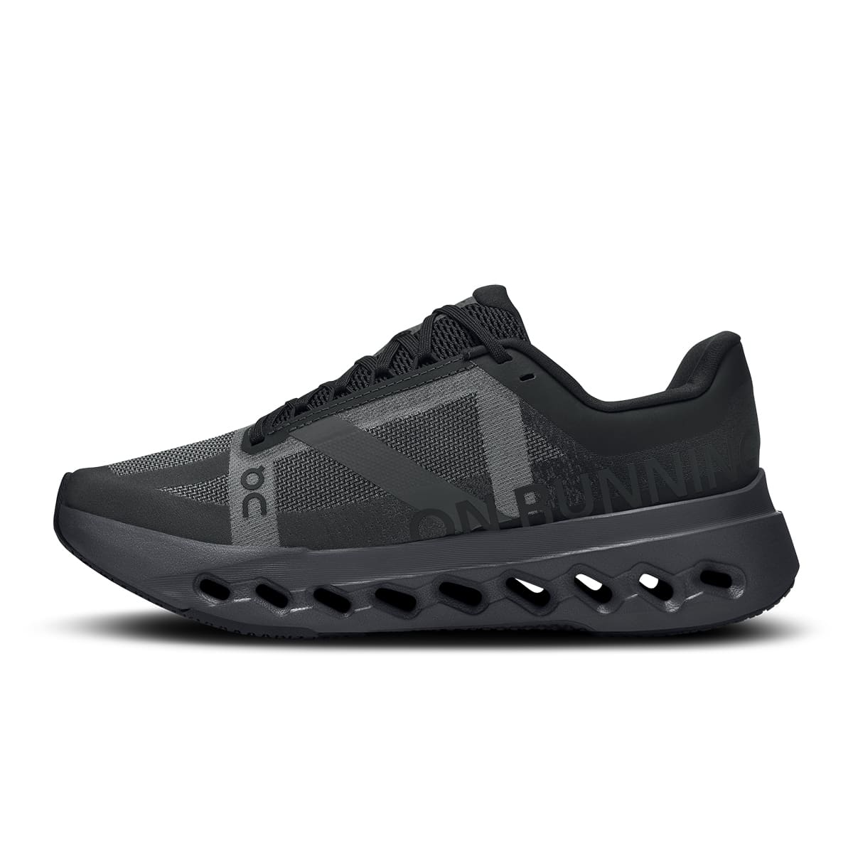 Left side view of the Road Running On Cloudsurfer Next Black-Eclipse women’s running shoe
