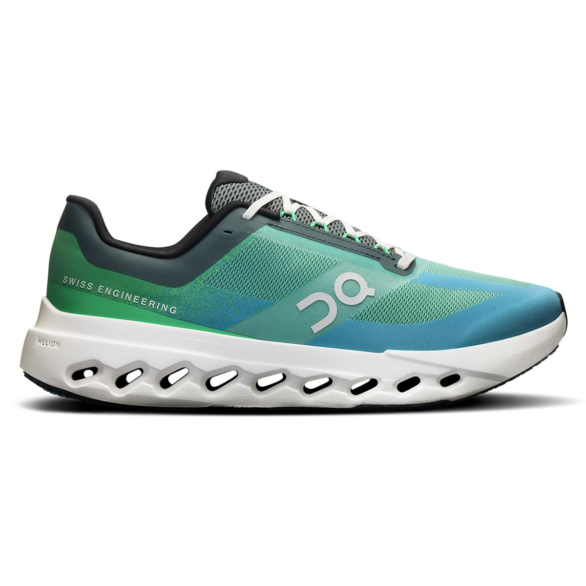 Right side view of the On Cloudsurfer Next Honeydew Ivory men’s running shoe
