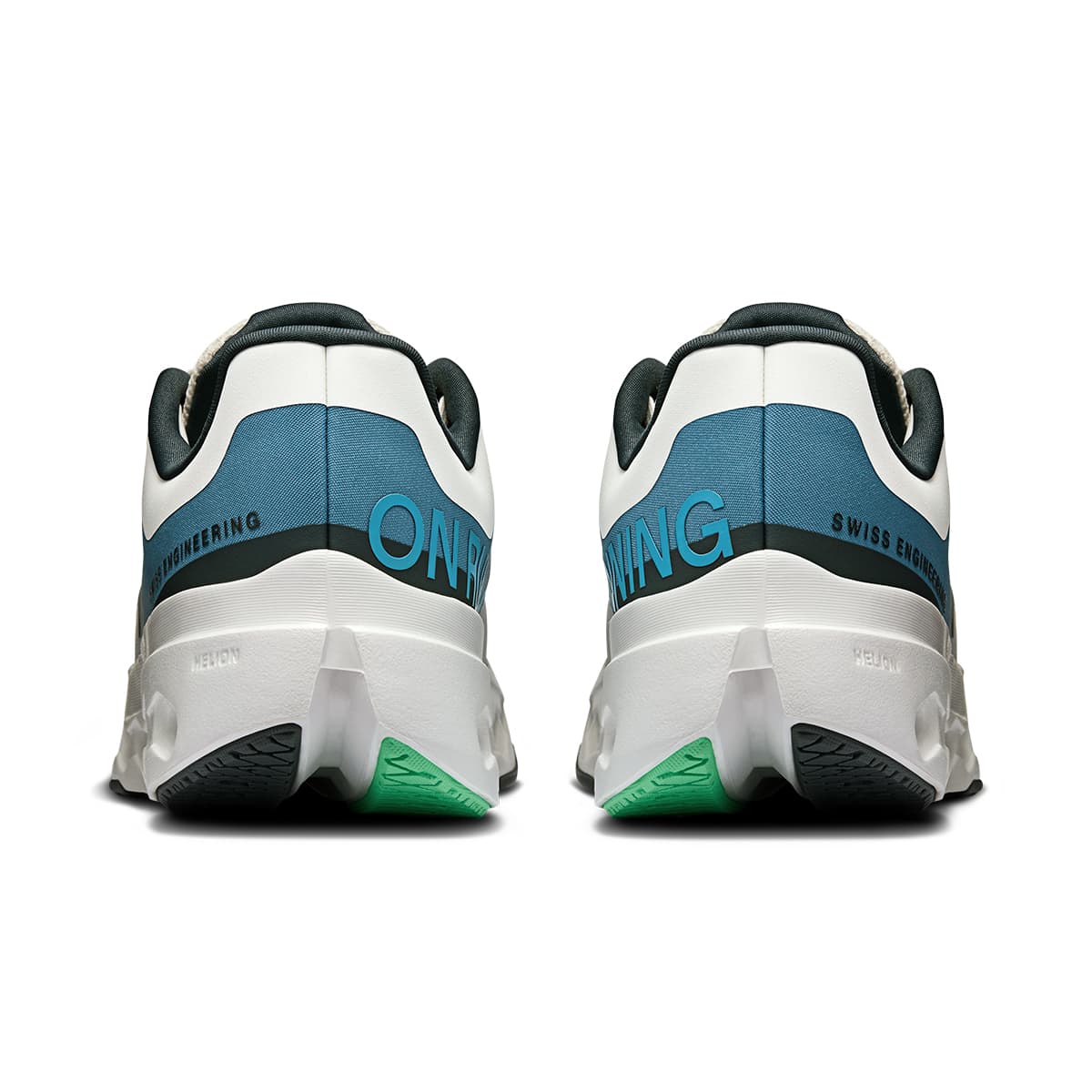 Back view of the Road Running On Cloudsurfer Next Niagara-White women’s running shoe