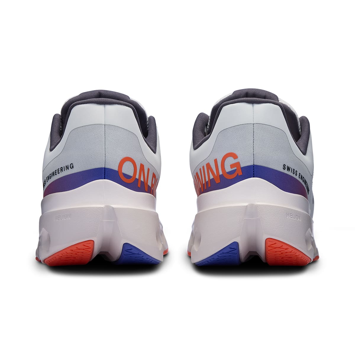 Back view of the On Cloudsurfer Next White Flame men’s running shoe