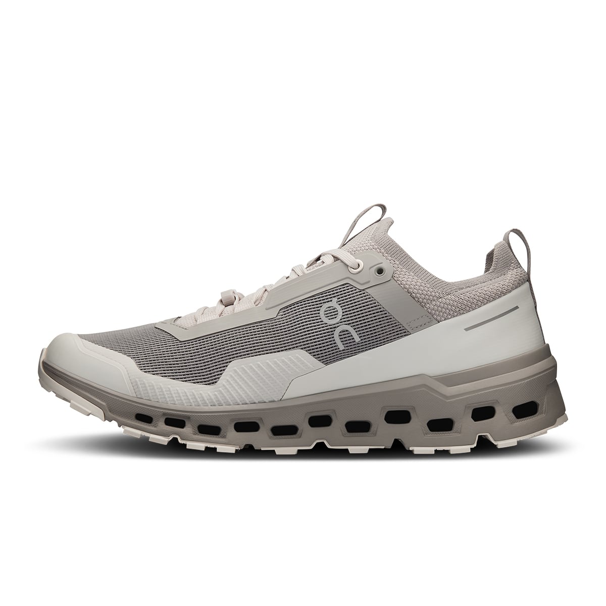 Left side view of the On Cloudultra Fog Ice men’s running shoe