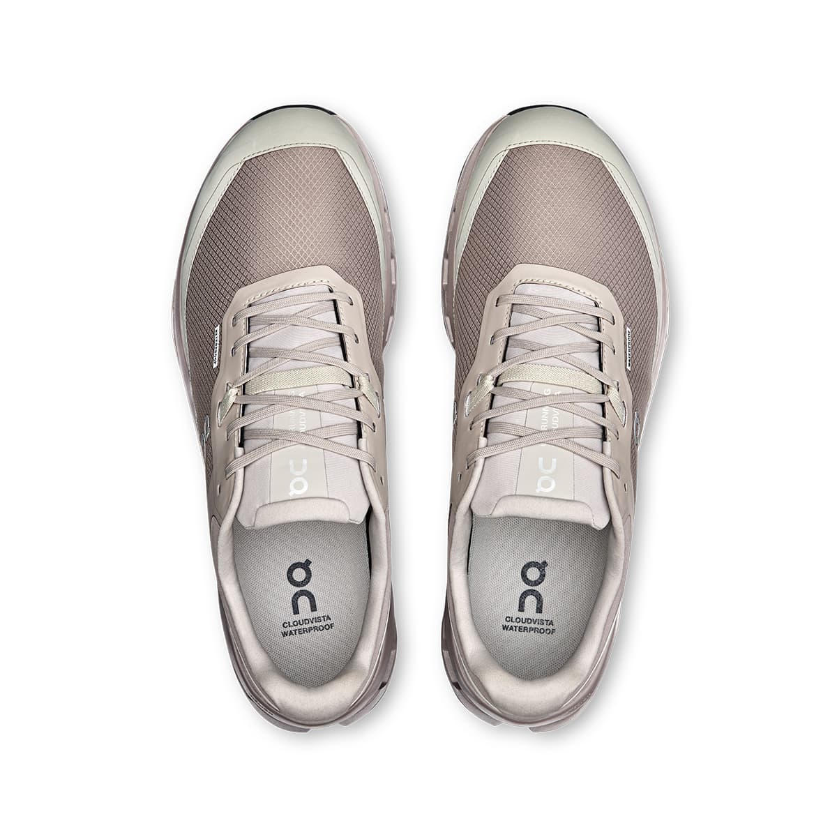 Top view of the On Cloudvista 2 Fog Cinder men’s running shoes