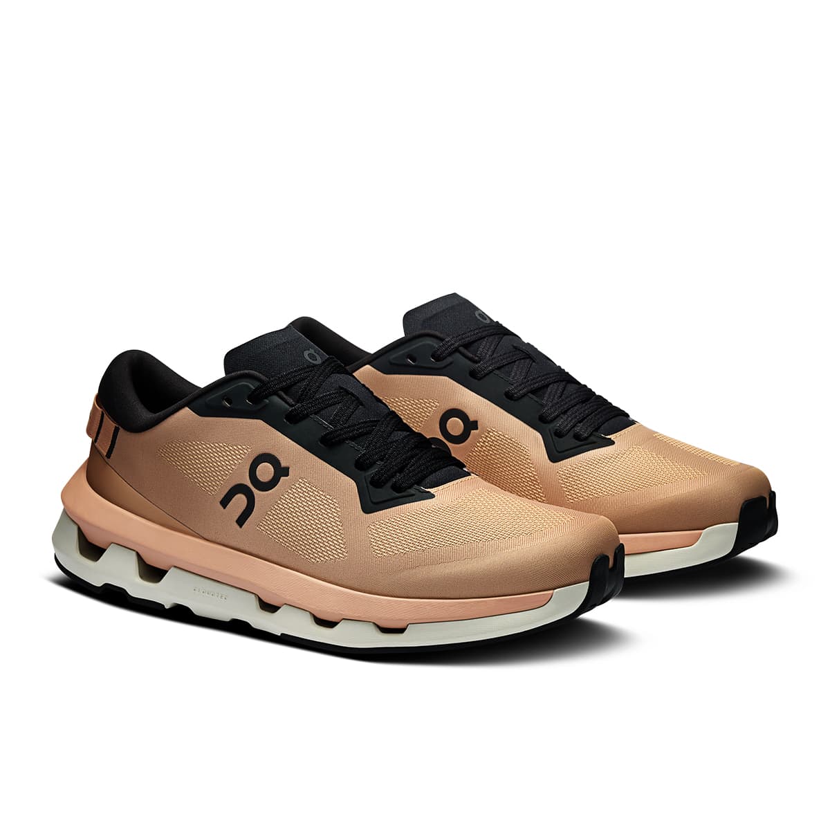 45-degree view of the On Cloudzone Rosebrown-Black women’s running shoe