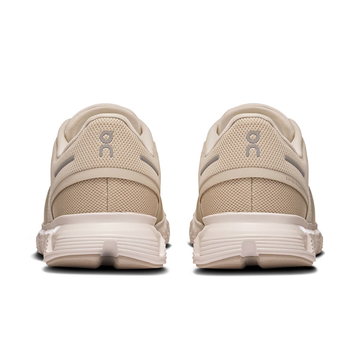 Back view of the On Cloud 6 Pearl-White women’s running shoe
