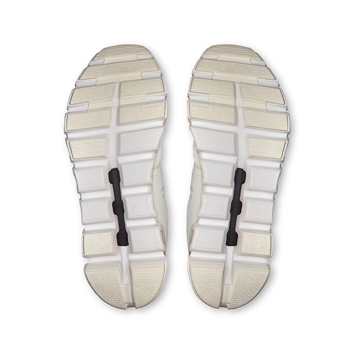 Soles of the On Cloud 6 White-White women’s running shoes
