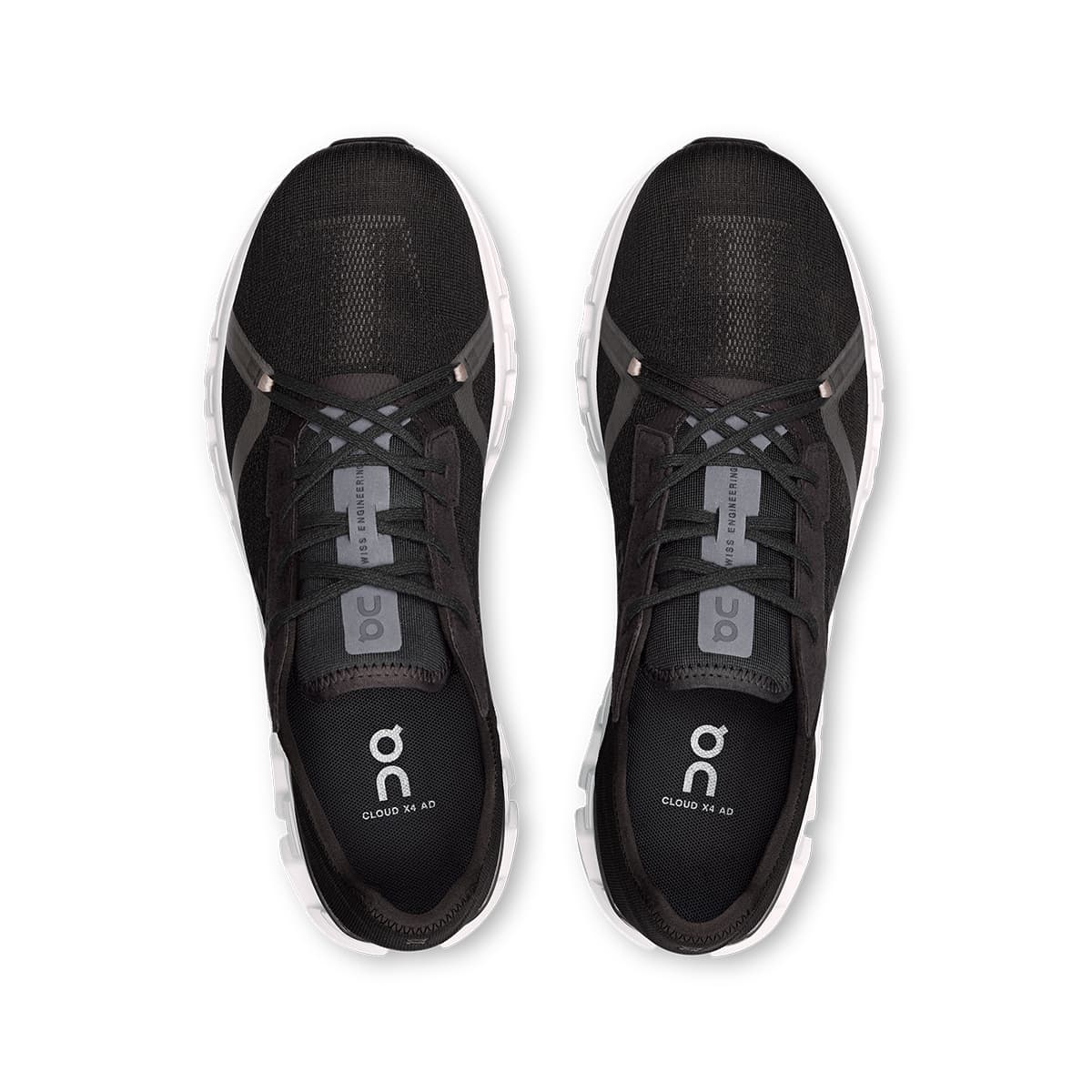 Top view of the On Cloud X 4 AD Black-Asphalt men’s running shoes