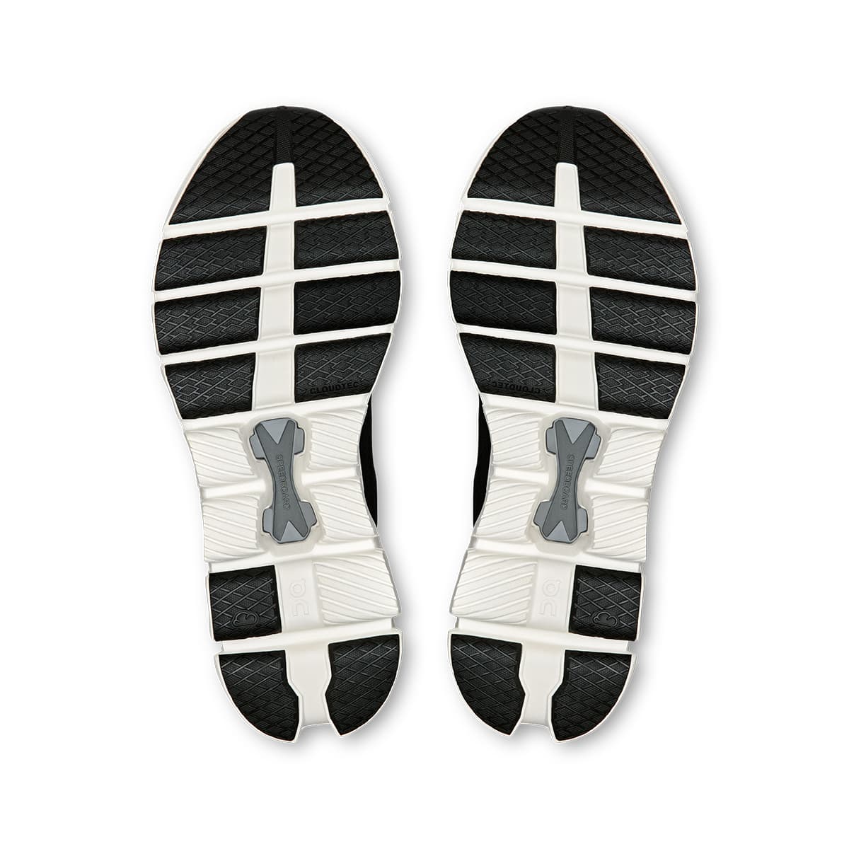 Soles of the On Cloud X 4 AD Black-Asphalt men’s running shoes #color_black-asphalt