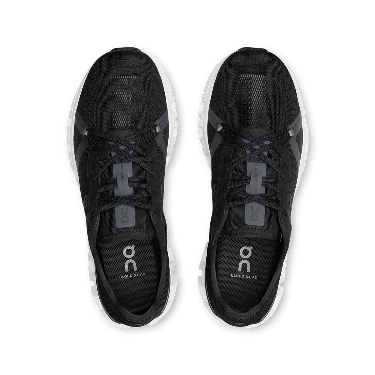 Top view of the On Cloud X 4 AD Black-Asphalt women’s running shoes