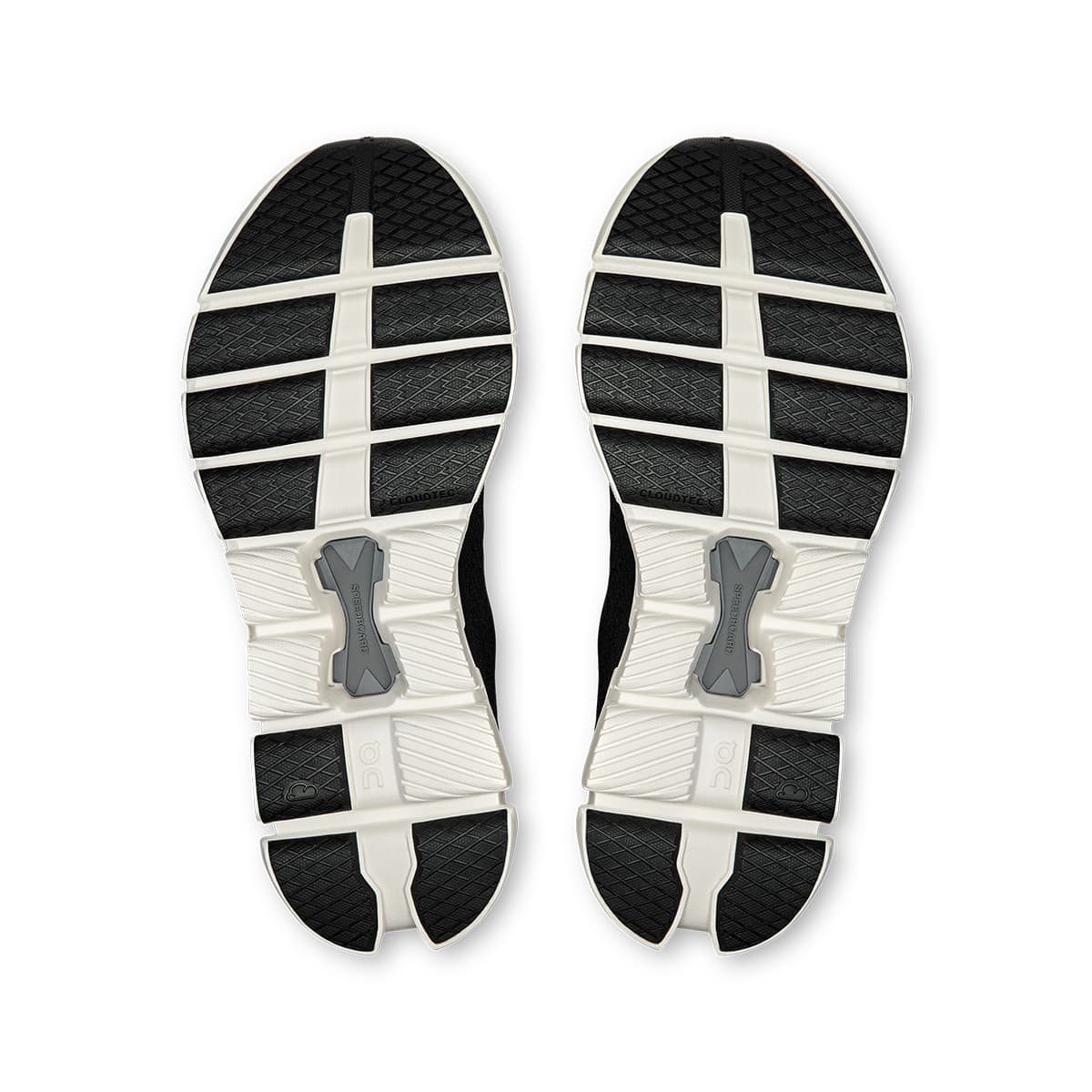 Soles of the On Cloud X 4 AD Black-Asphalt women’s running shoes