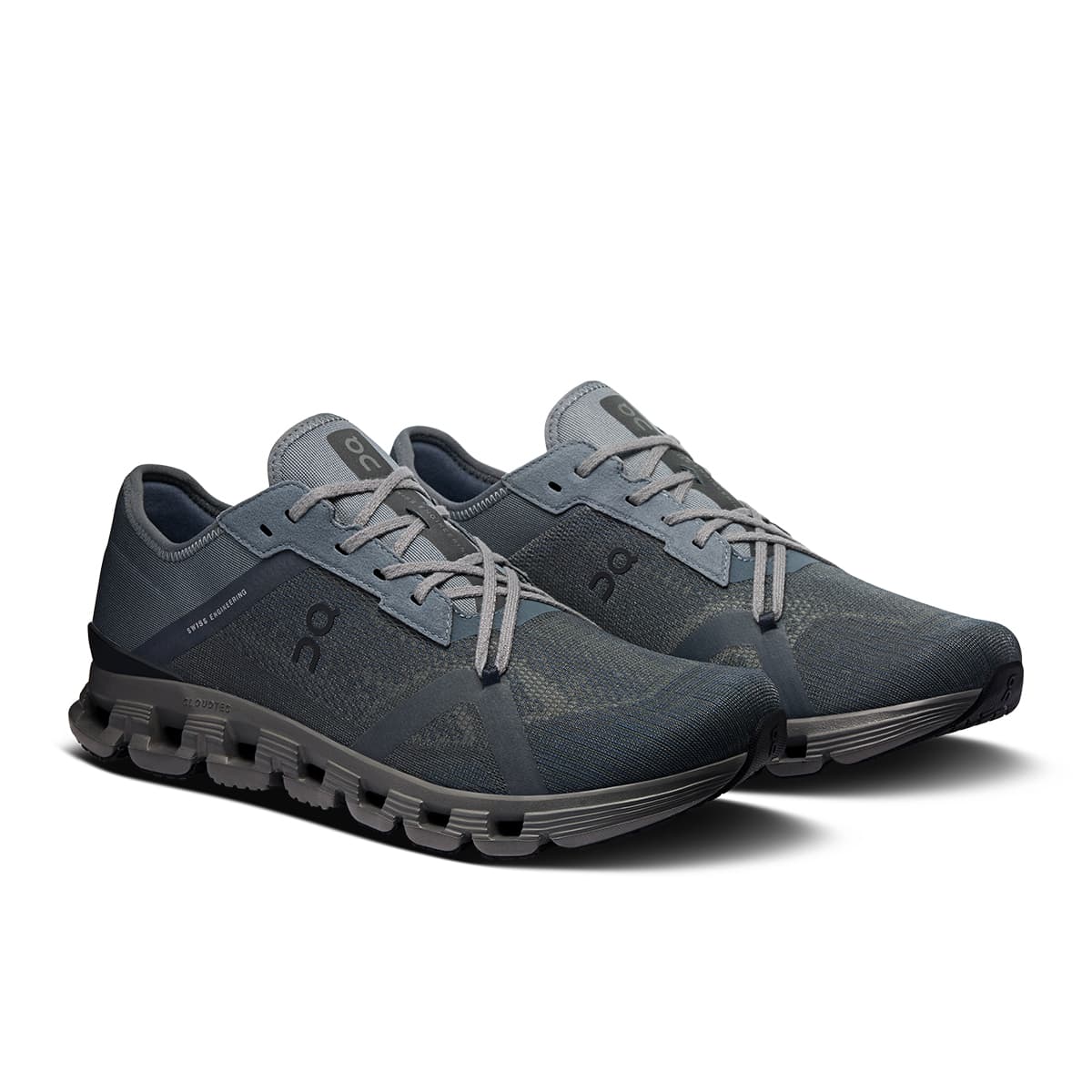 45-degree view of the On Cloud X 4 AD Stone-Black men’s running shoe