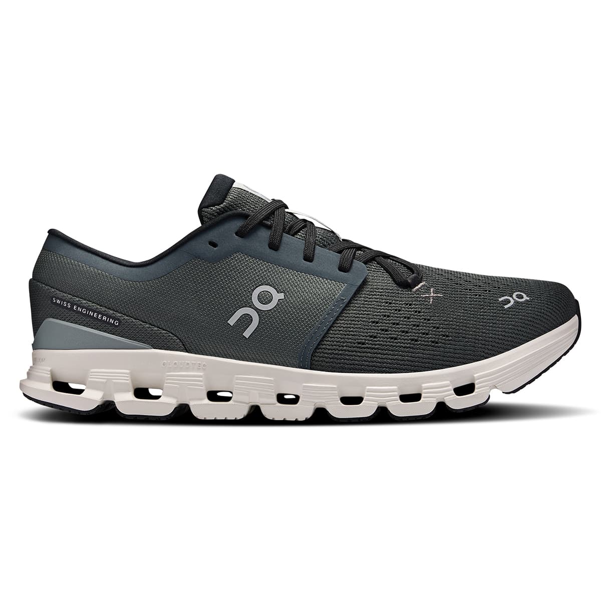 Right side view of the On Cloud X 4 Shadow-Apollo men’s running shoe