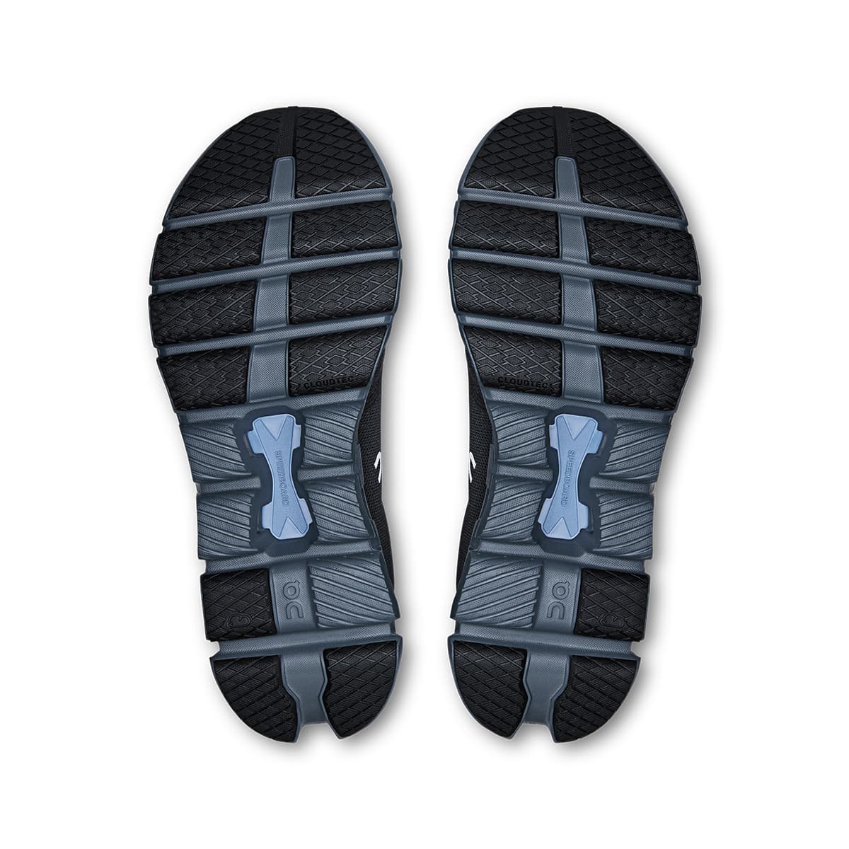 Soles of the On Cloud X4 Black-Chambray men’s running shoes