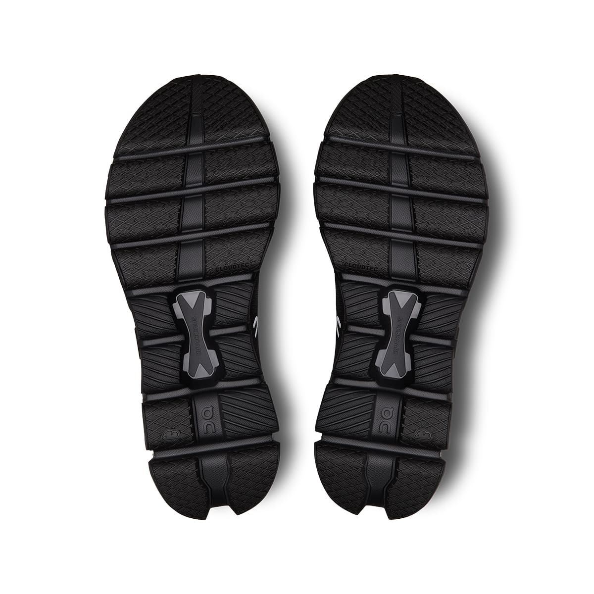 Soles of the On Cloud X4 Black-Eclipse men’s running shoes