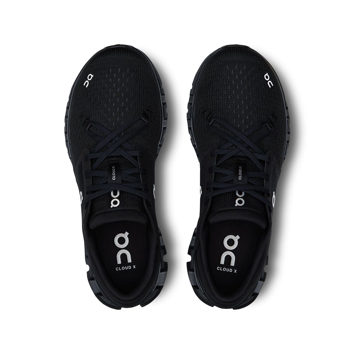 Top view of the On Cloud X4 Black-Eclipse women’s running shoes
