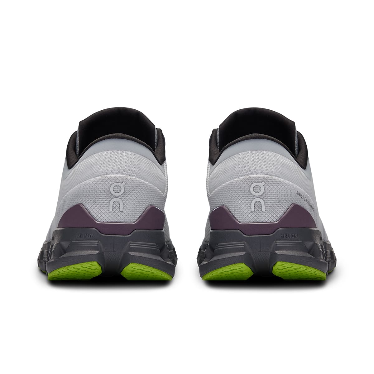 Back view of the On Cloud X4 Glacier-Eclipse men’s running shoe