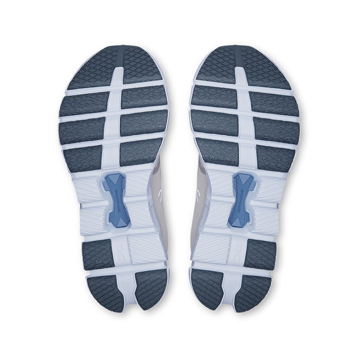 Soles of the On Cloud X4 Silver-Chambray women’s running shoes