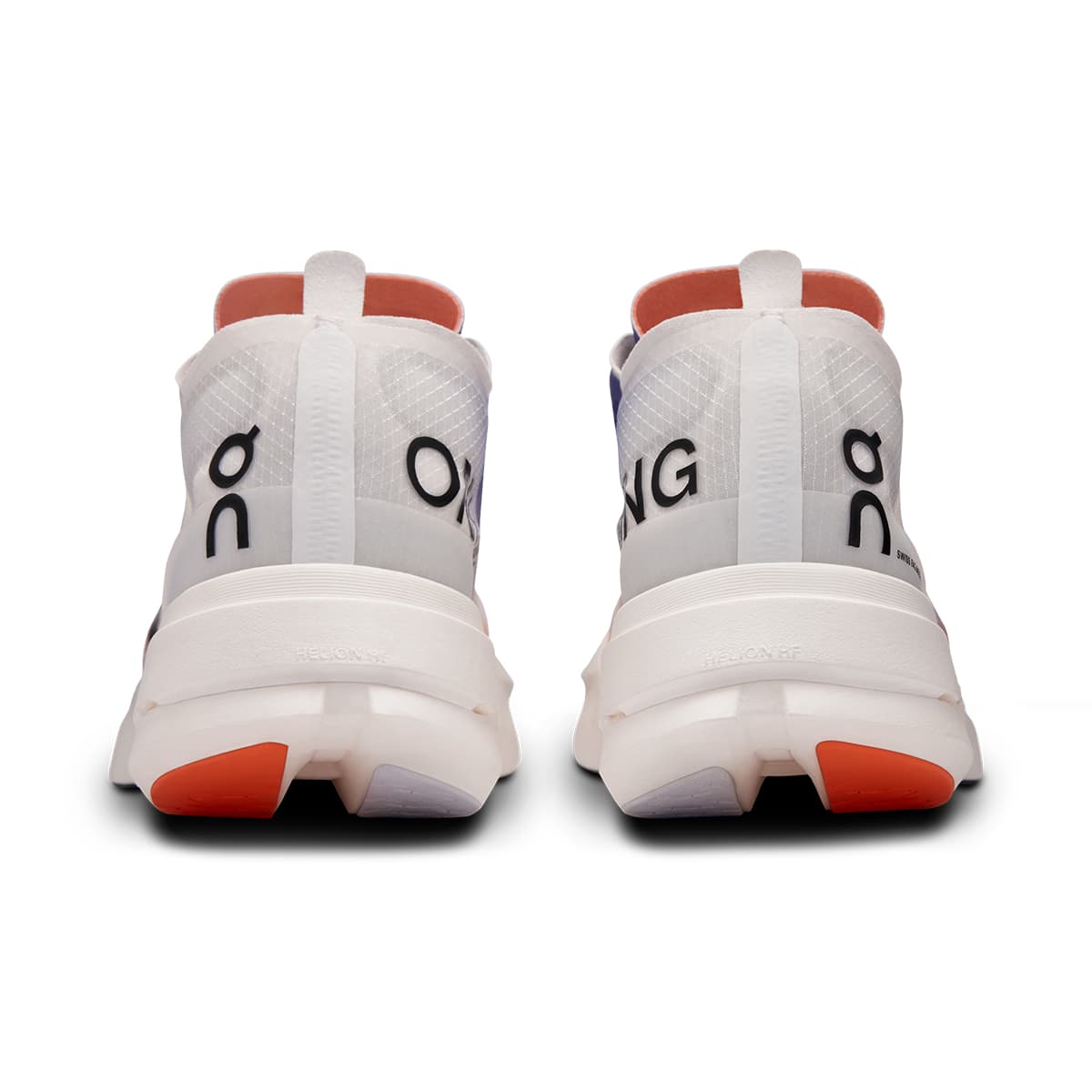 Back view of the On Cloudboom Strike White-Flame men’s running shoe