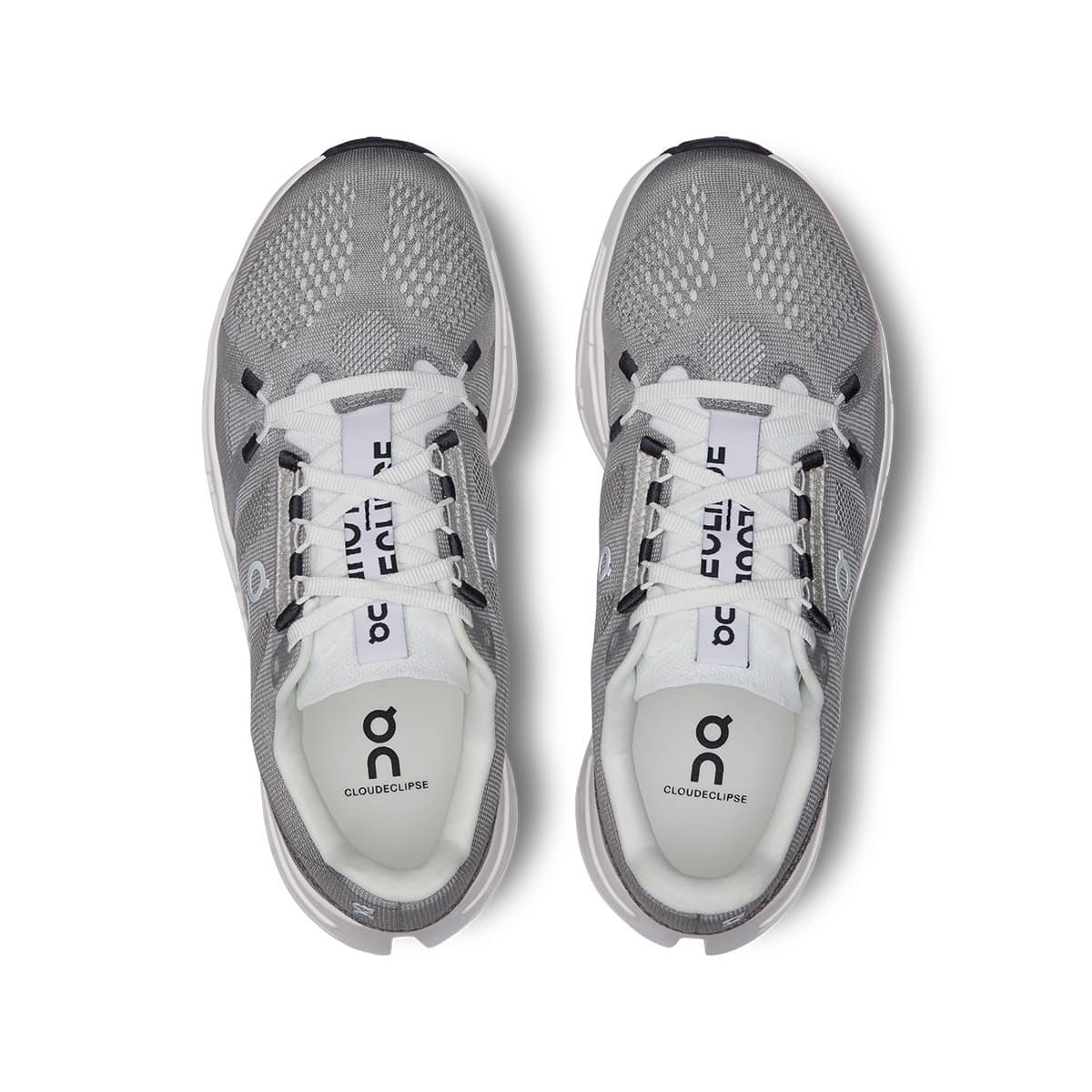 Top view of the On Cloudeclipse Alloy-White women’s running shoes