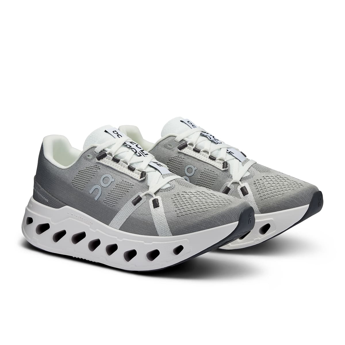 45-degree view of the On Cloudeclipse Alloy-White women’s running shoe