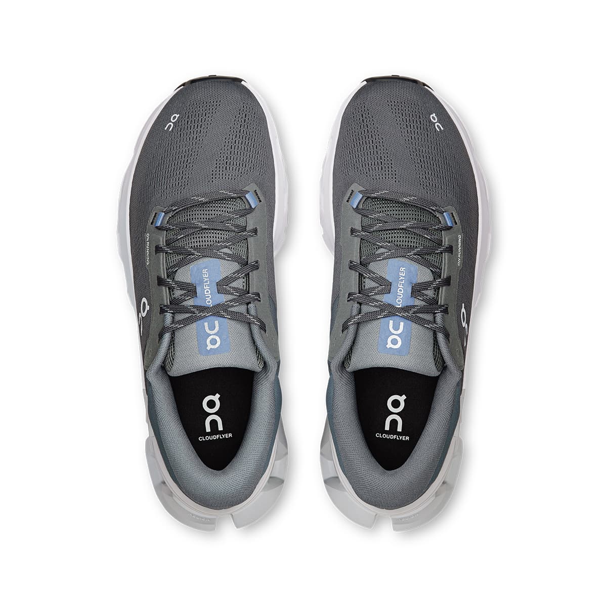 Top view of the On Cloudflyer 5 Stone-Glacier men’s running shoes