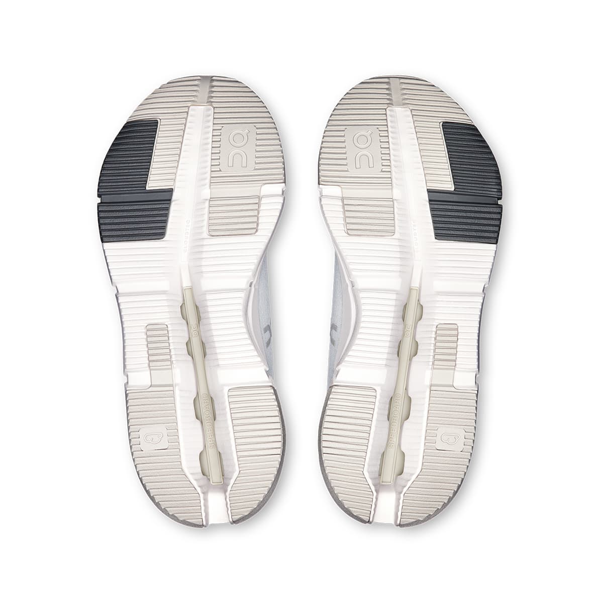 Soles of the On Cloudnova 2 Ice Sand women’s running shoes