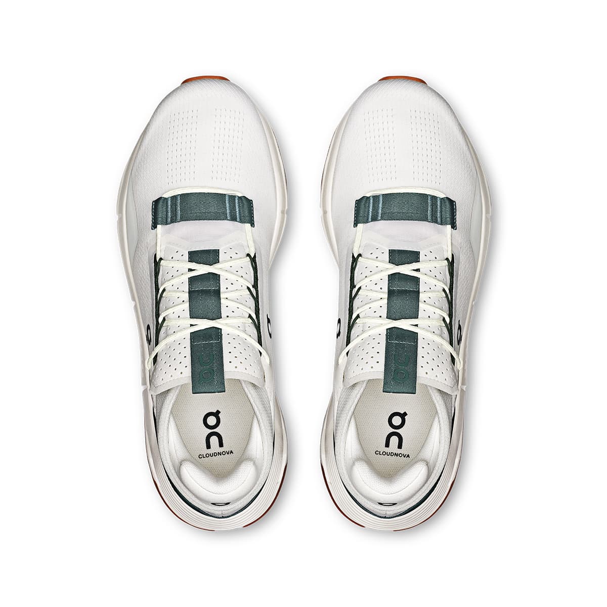 Top view of the On Cloudnova 2 Ivory-Olive men’s running shoes