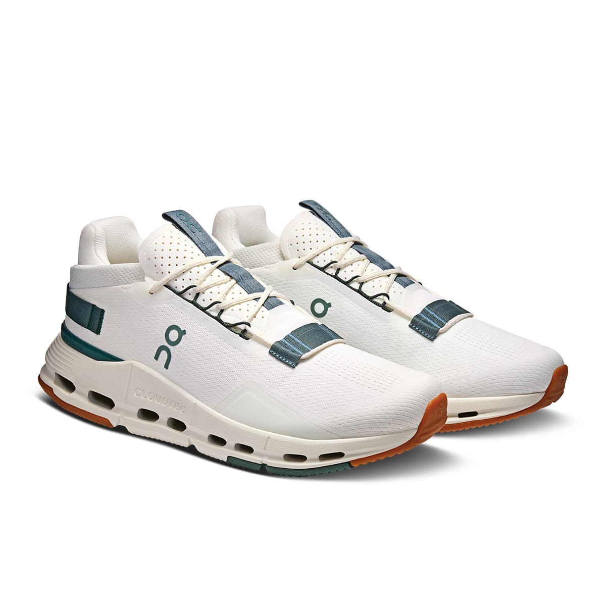 Left side view of the On Cloudnova 2 Ivory-Olive men’s running shoe