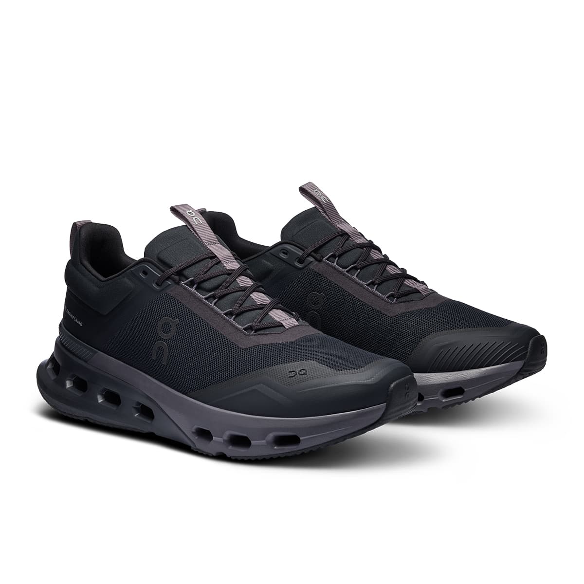45-degree view of the On Cloudnova X Black-Eclipse men’s running shoe