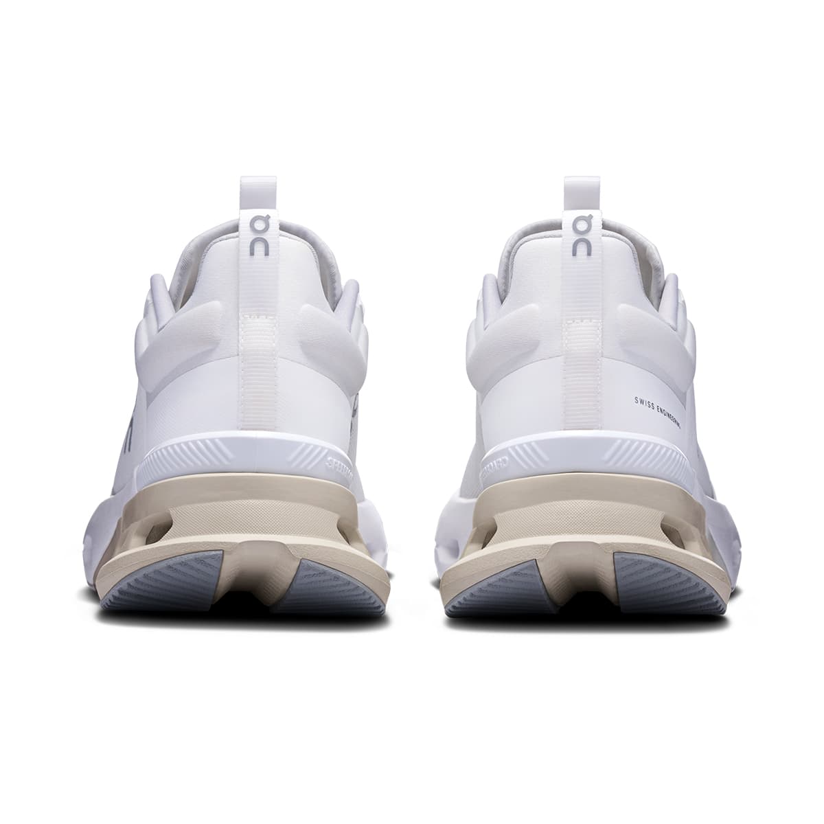 Back view of the On Cloudnova X White Glacier women’s running shoe