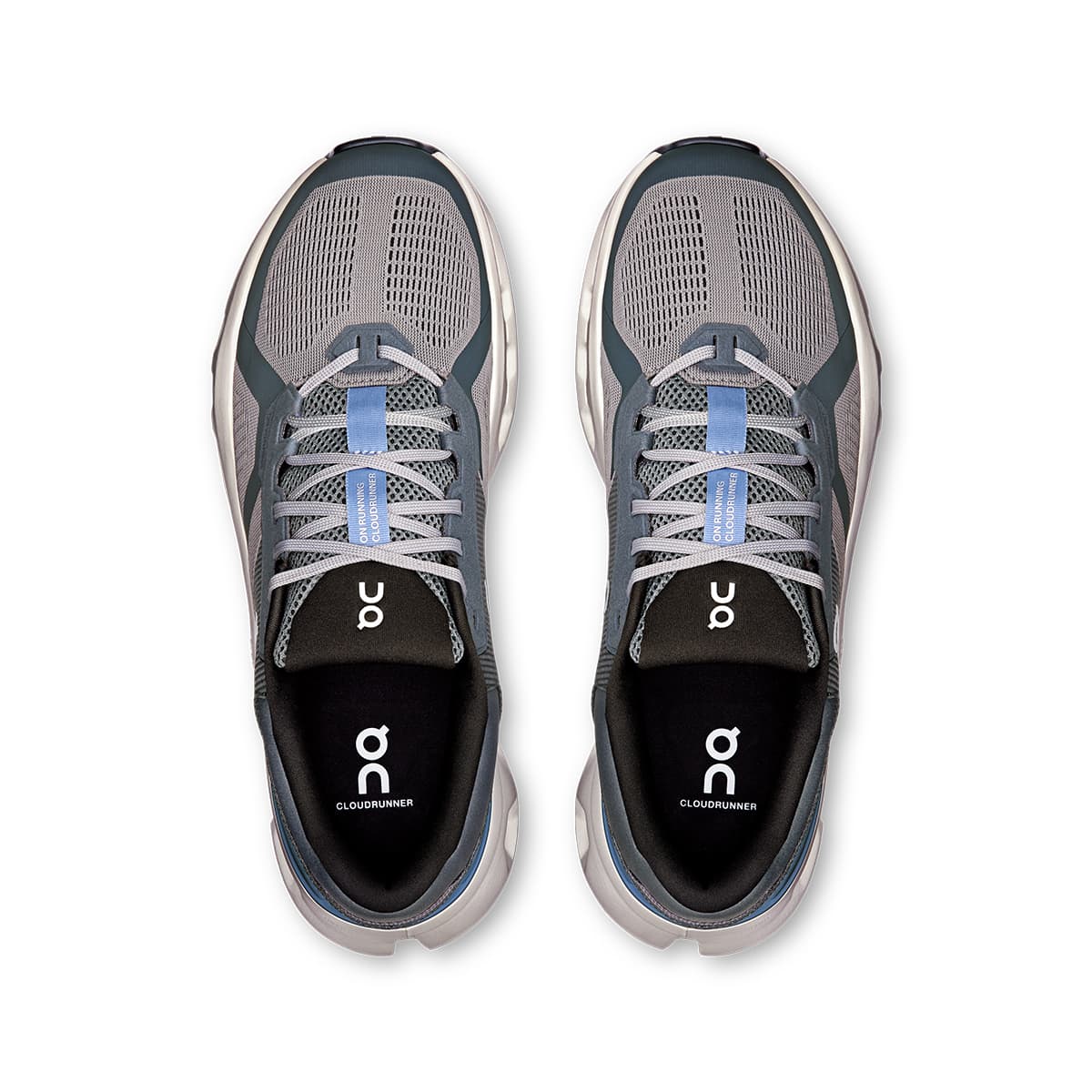 Top view of the On Cloudrunner 2 Alloy-Chambray men’s running shoes #color_alloy-chambray