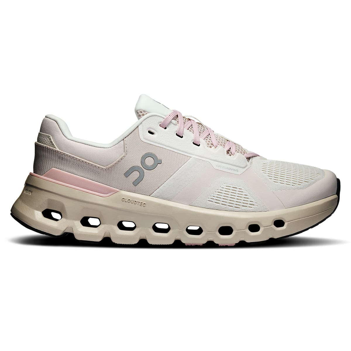Right side view of the On Cloudrunner 2 Silver-Mauve women’s running shoe #color_silver-mauve