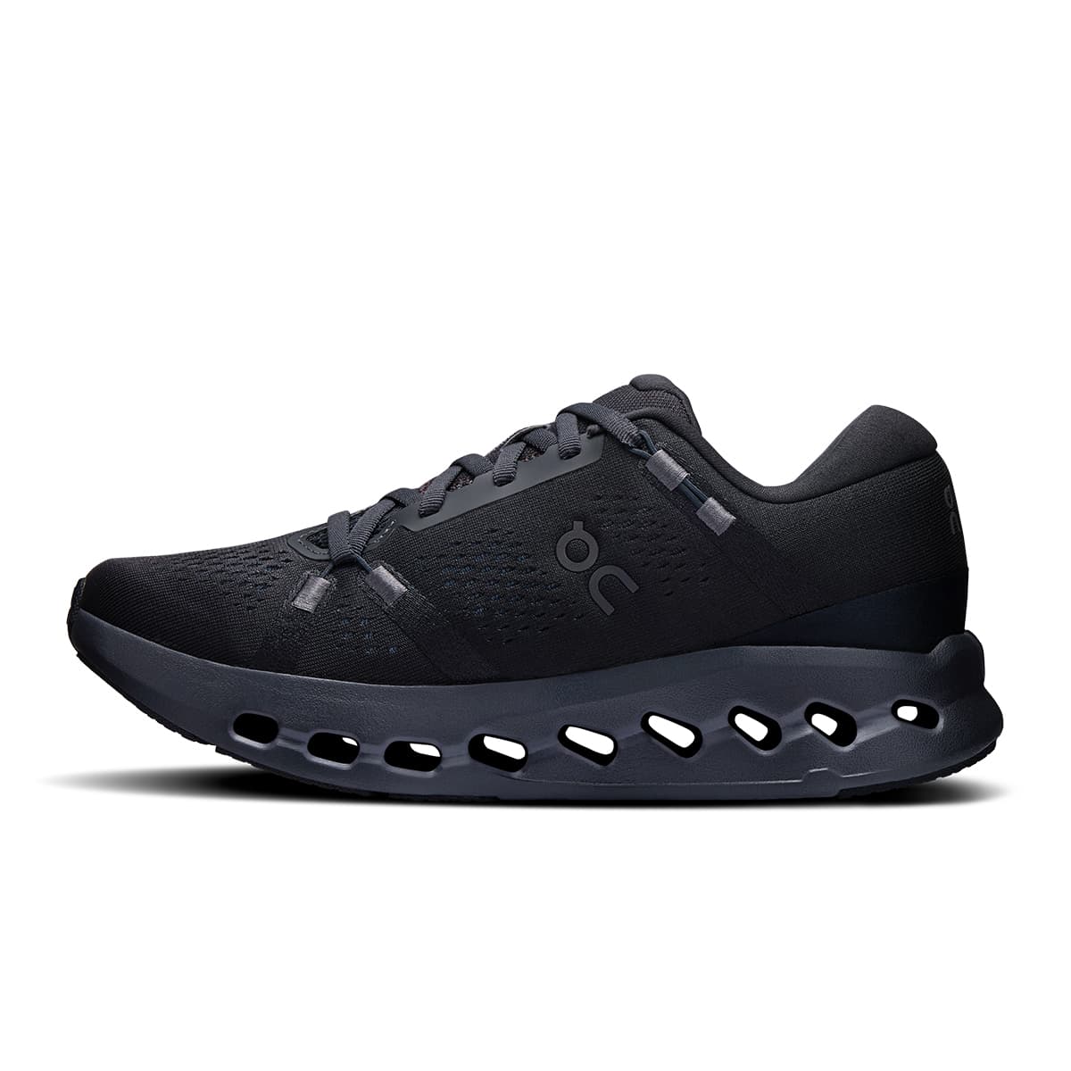 Left side view of the On Cloudsurfer 2 Black Black men’s running shoe